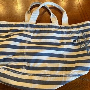 Abercrombie & Fitch Navy and White Striped Tote